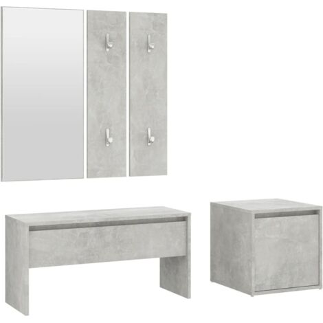 Ensemble de meubles d'entrée Design moderne, Vestiaire d'entrée, Gris béton Bois d'ingénierie OIB7576E (1/5)