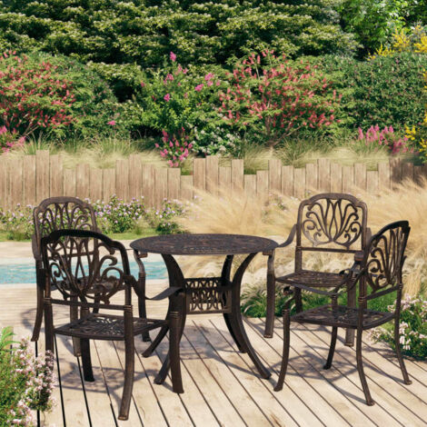 Ensemble Table et Chaises de jardin 5 pcs Ensemble de bistro Aluminium coulé Bronze 40158 (1/5)