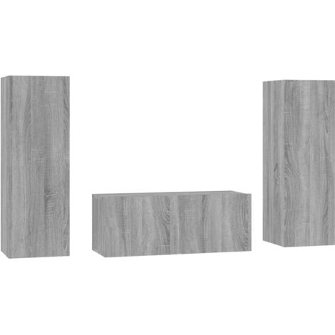 Ensemble de meubles TV 3 pcs, Étagère TV, Meuble de Salon, Sonoma gris Bois d'ingénierie OIB6019E (1/5)