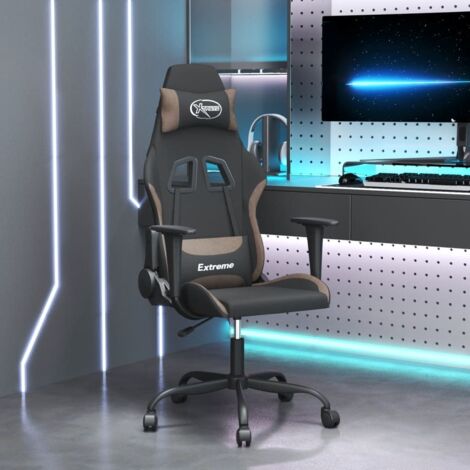 Chaise de bureau pivotant Fauteuil gamer - Chaise d'ordinateur Noir et taupe Tissu BonneVie-65170 (1/5)