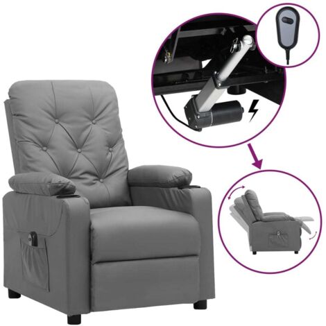 Fauteuil Relaxation  Fauteuil inclinable électrique Gris Similicuir 50384 (1/5)