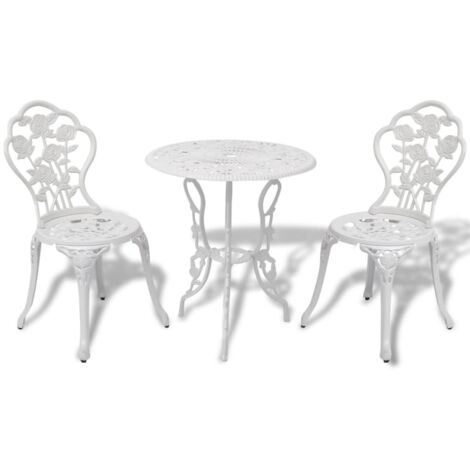 Ensemble Table et Chaises de jardin 3 pcs Ensemble de bistro Aluminium coulé Blanc 35435 (1/5)