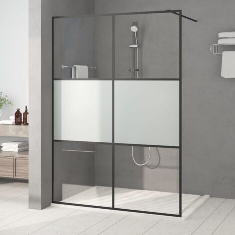Paroi de douche Paroi de baignoire - Noir 140x195 cm Verre ESG demi-dépoli BV843128 - BonneVie (1/5)