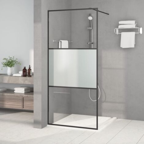Paroi de douche Paroi de baignoire - Noir 90x195 cm Verre ESG demi-dépoli BV503782 - BonneVie (1/5)