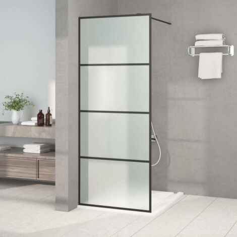 Paroi de douche Paroi de baignoire - Noir 80x195 cm Verre ESG dépoli BV977546 - BonneVie (1/5)