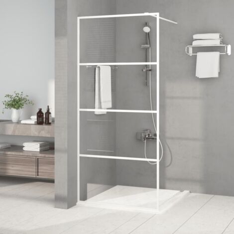 Paroi de douche  Porte De Douche Blanc 90x195 cm Verre ESG transparent 27501 (1/5)