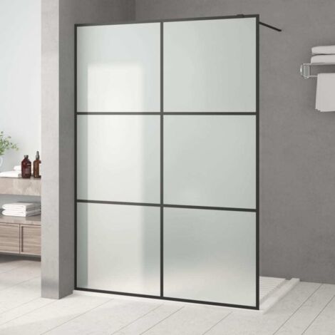 Paroi de douche Paroi de baignoire - Noir 140x195 cm Verre ESG dépoli BV122971 - BonneVie (1/5)