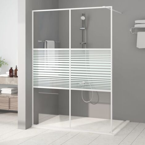 Paroi de douche  Porte De Douche Blanc 140x195 cm Verre ESG transparent 22578