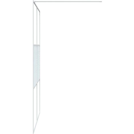 Paroi de douche  Porte De Douche Blanc 140x195 cm Verre ESG transparent 22578