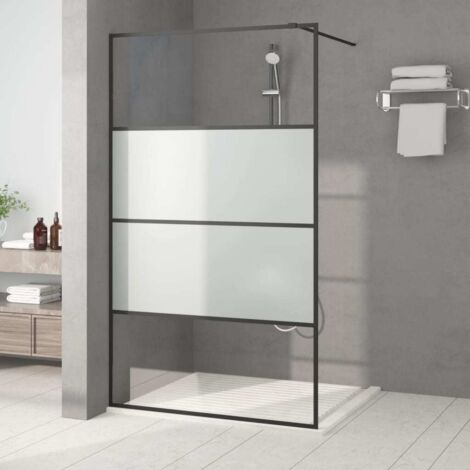 Paroi de douche Paroi de baignoire - Noir 115x195 cm Verre ESG demi-dépoli BV300995 - BonneVie (1/5)