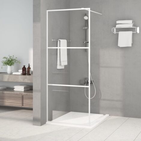 Paroi de douche  Porte De Douche Blanc 80x195 cm Verre ESG transparent 23448 (1/5)