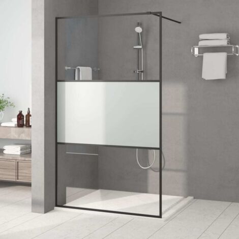 Paroi de douche Paroi de baignoire - Noir 115x195 cm Verre ESG demi-dépoli BV925491 - BonneVie (1/5)