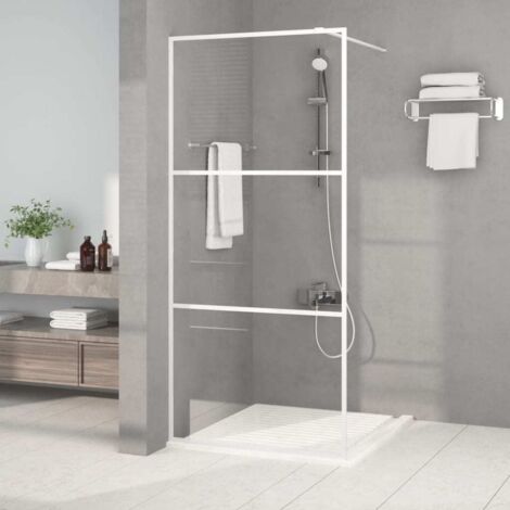 Paroi de douche  Porte De Douche Blanc 90x195 cm Verre ESG transparent 28963 (1/5)