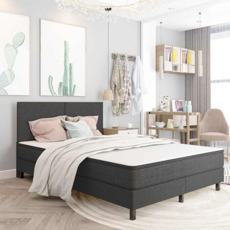 Sommier tapissier Cadre à lattes pour Lit adulte Gris Tissu 180 x 200 cm 98103 (1/5)