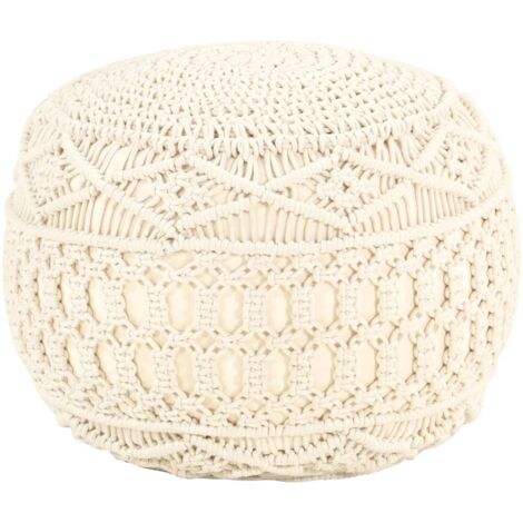 Pouf fait à la main Pouf de Salon Tabouret Bas en macramé 45x30 cm Coton 41004 (1/5)