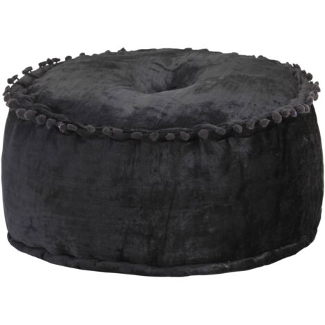 Pouf rond Pouf de Salon Tabouret Bas Velours 40 x 20 cm Anthracite 84310 (1/4)