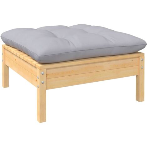 Canapé de jardin Canapé Repose-pied relax - avec coussin gris Bois de pin massif BV763516 - BonneVie (1/5)