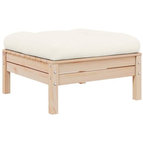 Repose-pied de jardin Tabouret Bas  Canapé de jardin avec coussin crème Bois de pin massif 37267 (1/5)