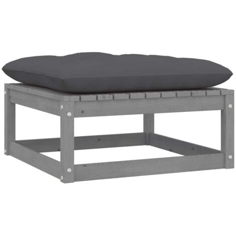 Canapé de jardin Canapé Repose-pied relax - avec coussin Gris Bois de pin massif BV319242 - BonneVie (1/5)