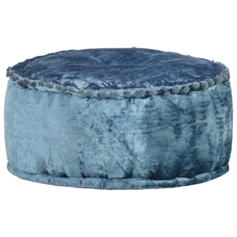 Pouf rond Pouf de Salon Tabouret Bas Velours 40 x 20 cm Bleu 18851 (1/4)
