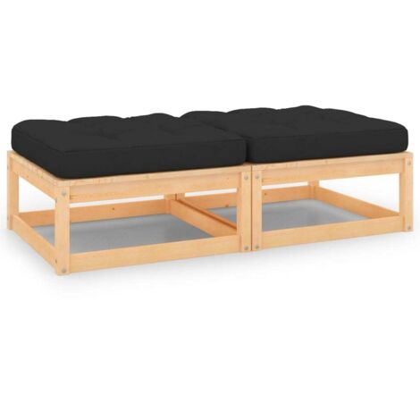 Lot de 2 Repose-pieds de jardin avec coussins Tabouret Bas  Canapé de jardin Pin massif 85341 (1/5)