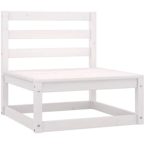 Salon de jardin 3 pcs Contemporain, Ensemble repas de jardin, avec coussins Blanc Bois de pin massif OIB4000E (1/5)