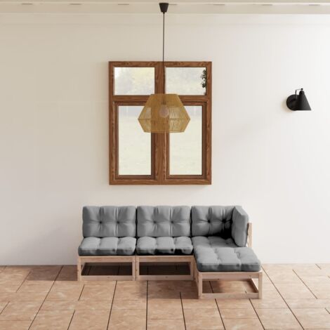 Salon de jardin 4 pcs Ensemble Table et Chaise de Jardin - avec coussins Bois de pin massif BV220918 - BonneVie (1/5)
