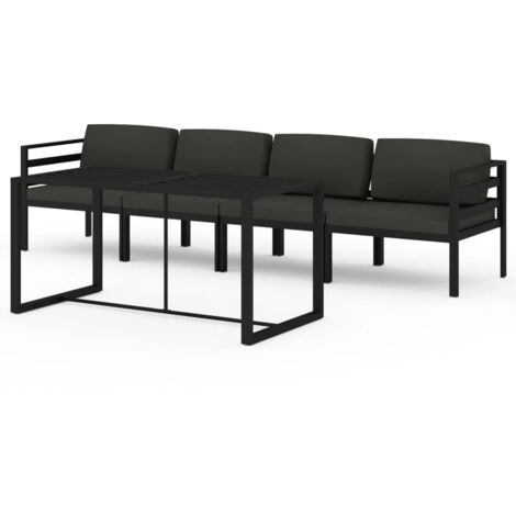 Salon de jardin 5 pcs Contemporain, Ensemble repas de jardin, avec coussins Aluminium Anthracite OIB2147E (1/5)