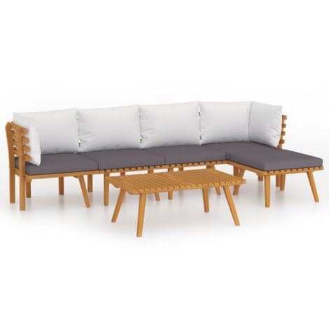 Salon de jardin 6 pcs Contemporain, Ensemble repas de jardin, avec coussins Bois d'acacia solide OIB9405E (1/5)