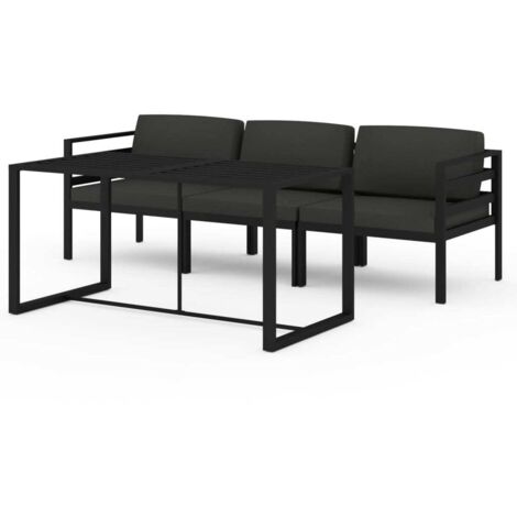 Salon de jardin 4 pcs Contemporain, Ensemble repas de jardin, avec coussins Aluminium Anthracite OIB7612E (1/5)