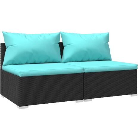 Salon de jardin 2 pcs Contemporain, Ensemble repas de jardin, avec coussins Résine tressée Noir OIB3222E (1/5)