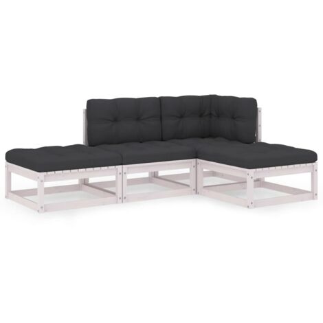Salon de jardin 4 pcs Ensemble Table et Chaise de Jardin - avec coussins Bois de pin massif BV104320 - BonneVie (1/5)