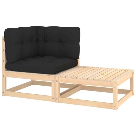 Salon de jardin 2 pcs Ensemble Table et Chaise de Jardin - avec coussins Bois de pin massif BV768979 - BonneVie (1/5)