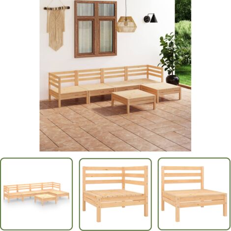 Salon de jardin 6 pcs Ensemble Table et Chaise de Jardin - Bois de pin massif BV382438 - BonneVie (1/5)