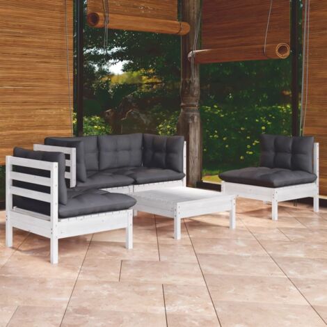 Salon de jardin 5 pcs Ensemble Table et Chaise de Jardin - avec coussins Bois de pin massif BV990799 - BonneVie (1/5)