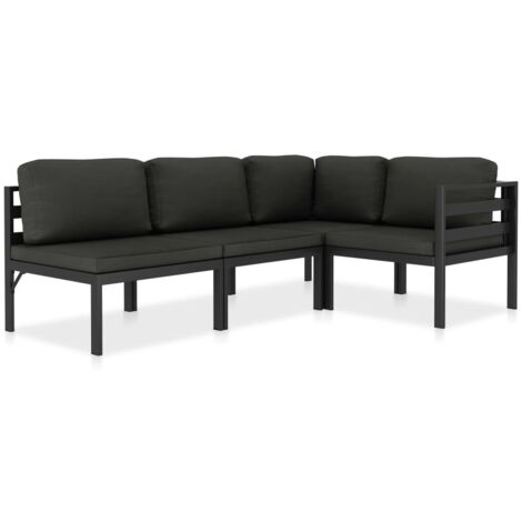 Salon de jardin 4 pcs Ensemble Table et Chaise de Jardin - avec coussins Aluminium Anthracite BV915683 - BonneVie (1/4)