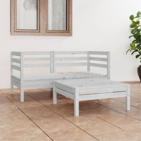 Salon de jardin 3 pcs Ensemble Table et Chaise de Jardin - Blanc Bois de pin massif BV436357 - BonneVie (1/5)