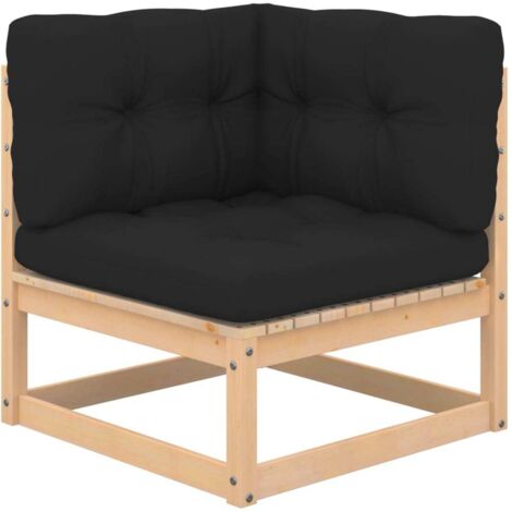 Salon de jardin 4 pcs Ensemble Table et Chaise de Jardin - avec coussins Bois de pin massif BV844082 - BonneVie (1/5)