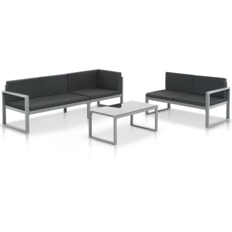 Salon de jardin 3 pcs Contemporain, Ensemble repas de jardin, et coussins Aluminium Noir OIB4144E (1/5)