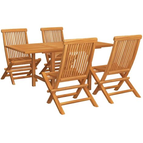 Salon de jardin 5 pcs Contemporain, Ensemble repas de jardin, Bois de teck massif OIB7841E (1/5)
