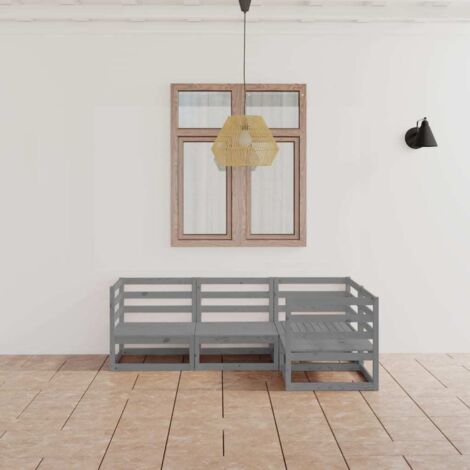 Salon de jardin 4 pcs Ensemble Table et Chaise de Jardin - Gris Bois de pin massif BV478733 - BonneVie (1/5)