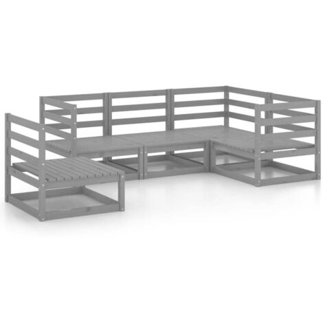 Salon de jardin 5 pcs Ensemble Table et Chaise de Jardin - Gris Bois de pin massif BV450372 - BonneVie (1/5)