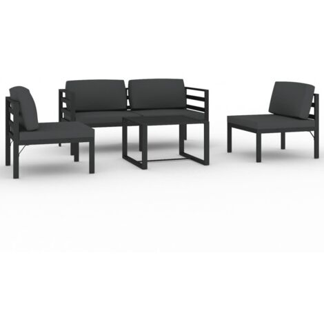Salon de jardin 5 pcs Contemporain, Ensemble repas de jardin, avec coussins Aluminium Anthracite OIB2779E (1/5)