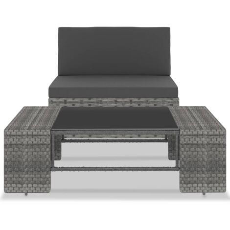 Salon de jardin 2 pcs Contemporain, Ensemble repas de jardin, Résine tressée Gris OIB3055E (1/5)