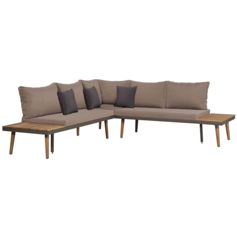 Salon de jardin 4 pcs Contemporain, Ensemble repas de jardin, et coussins Bois d'acacia solide Marron OIB1297E (1/5)