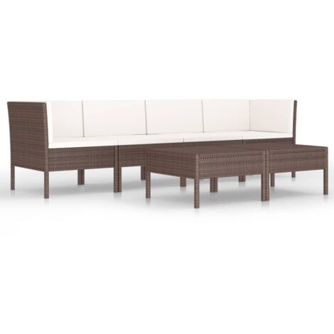 Salon de jardin 6 pcs Contemporain, Ensemble repas de jardin, avec coussins Résine tressée Marron OIB2828E (1/5)
