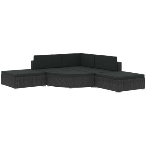 Salon de jardin 6 pcs Contemporain, Ensemble repas de jardin, avec coussins Résine tressée Noir OIB3412E (1/5)