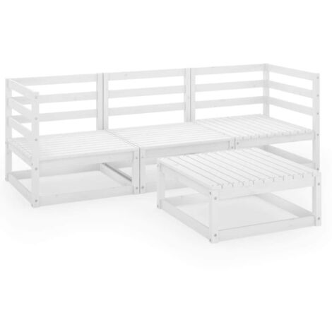 Salon de jardin 4 pcs  Meuble de jardin Mobilier de jardin Blanc Bois de pin massif 85336 (1/5)