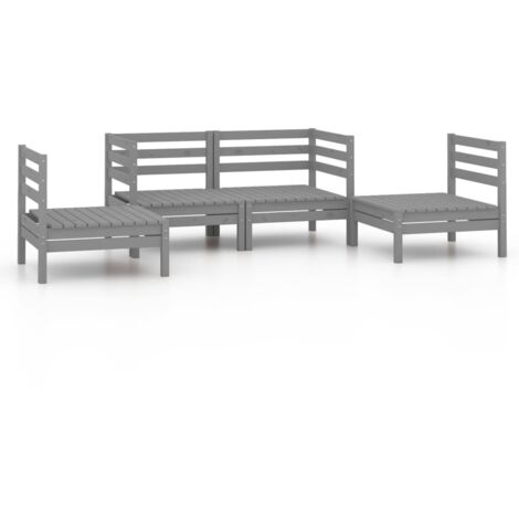 Salon de jardin 4 pcs Contemporain, Ensemble repas de jardin, Gris Bois de pin massif OIB6855E (1/5)