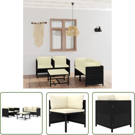 Salon de jardin 5 pcs Contemporain, Ensemble repas de jardin, avec coussins Résine tressée Noir OIB3783E (1/5)